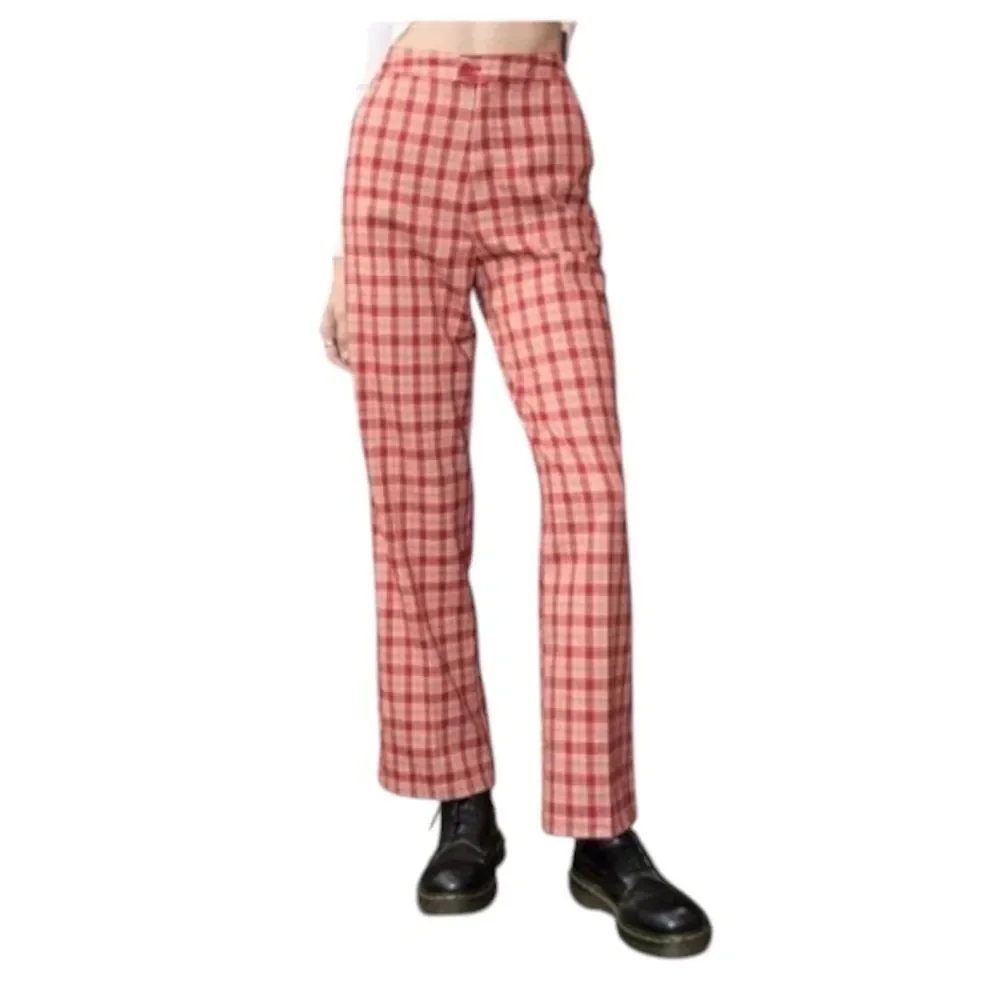 John Galt Brandy Melville Plaid Valentina Pants Women OS Red Orange High Waist